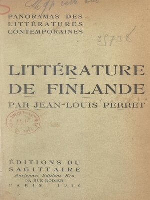 cover image of Panorama de la littérature contemporaine de Finlande